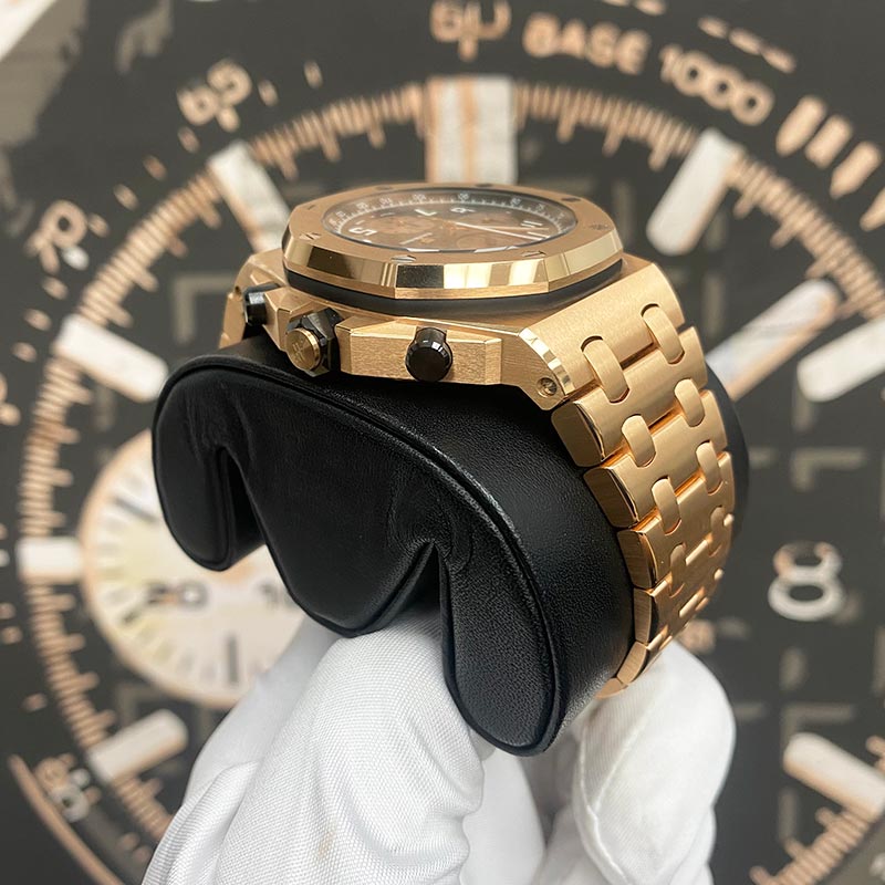 Audemars Piguet "Brick" Royal Oak Offshore Chronograph 42mm 26470OR Black Dial Pre-Owned - Gotham Trading 