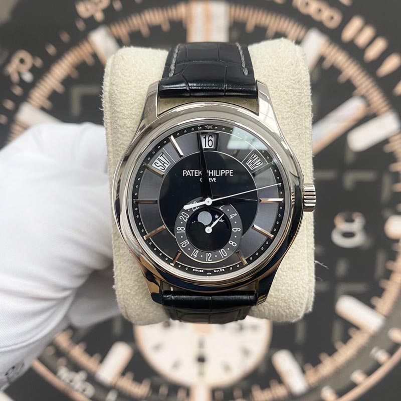 Patek Philippe Annual Calendar Complication 40mm 5205G-010 Black/Grey Dial Pre-Owned - Gotham Trading 