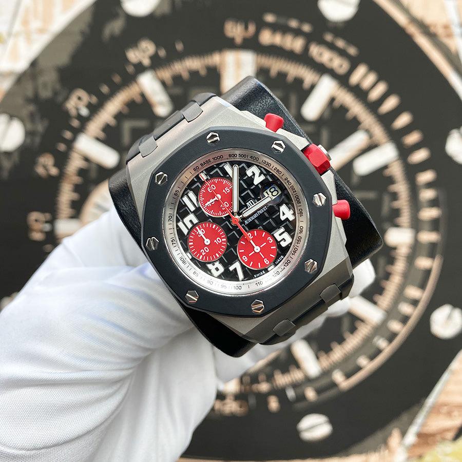 Audemars Piguet Limited Edition Tour Auto Royal Oak Offshore Chronograph 42mm 26278IK.GG.D002CA.01 Grey/Red Dial NEW OLD STOCK - Gotham Trading 