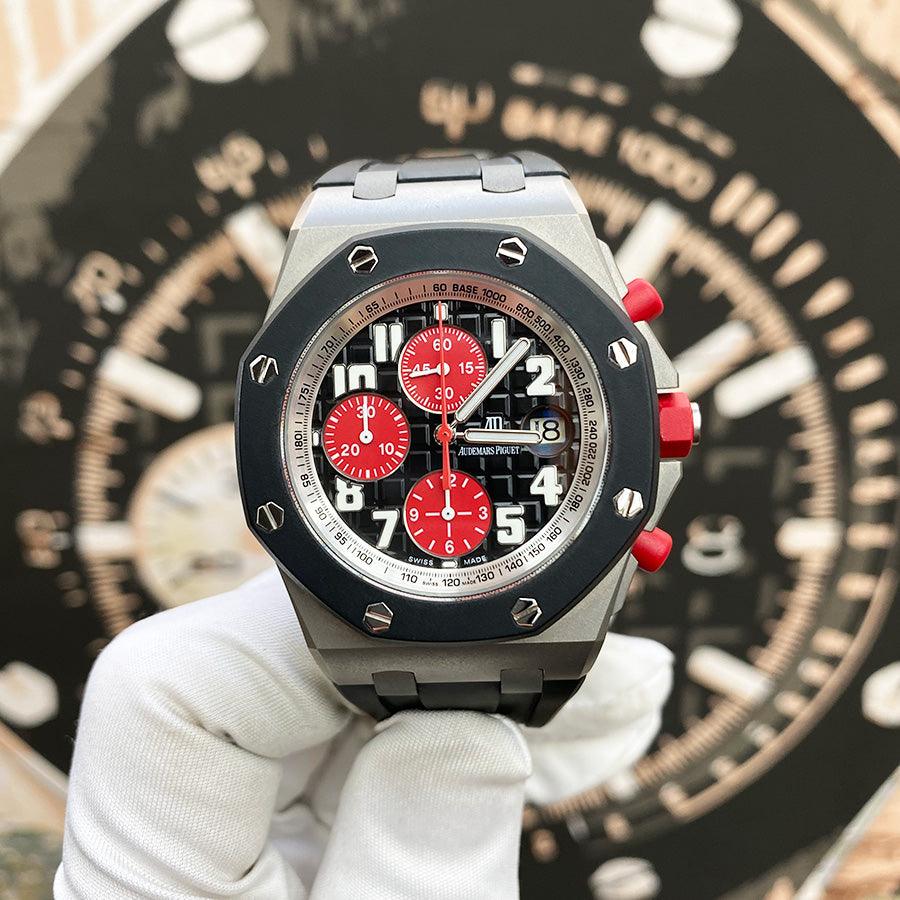 Audemars Piguet Limited Edition Tour Auto Royal Oak Offshore Chronograph 42mm 26278IK.GG.D002CA.01 Grey/Red Dial NEW OLD STOCK - Gotham Trading 
