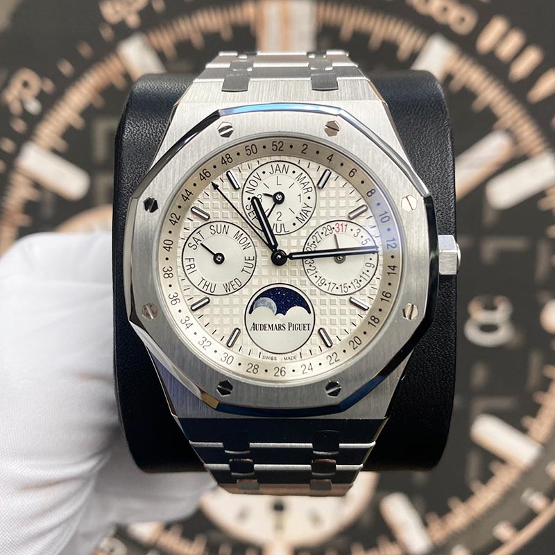 Audemars Piguet Royal Oak Perpetual Calendar 41mm 26574ST Silver Dial Pre-Owned - Gotham Trading 