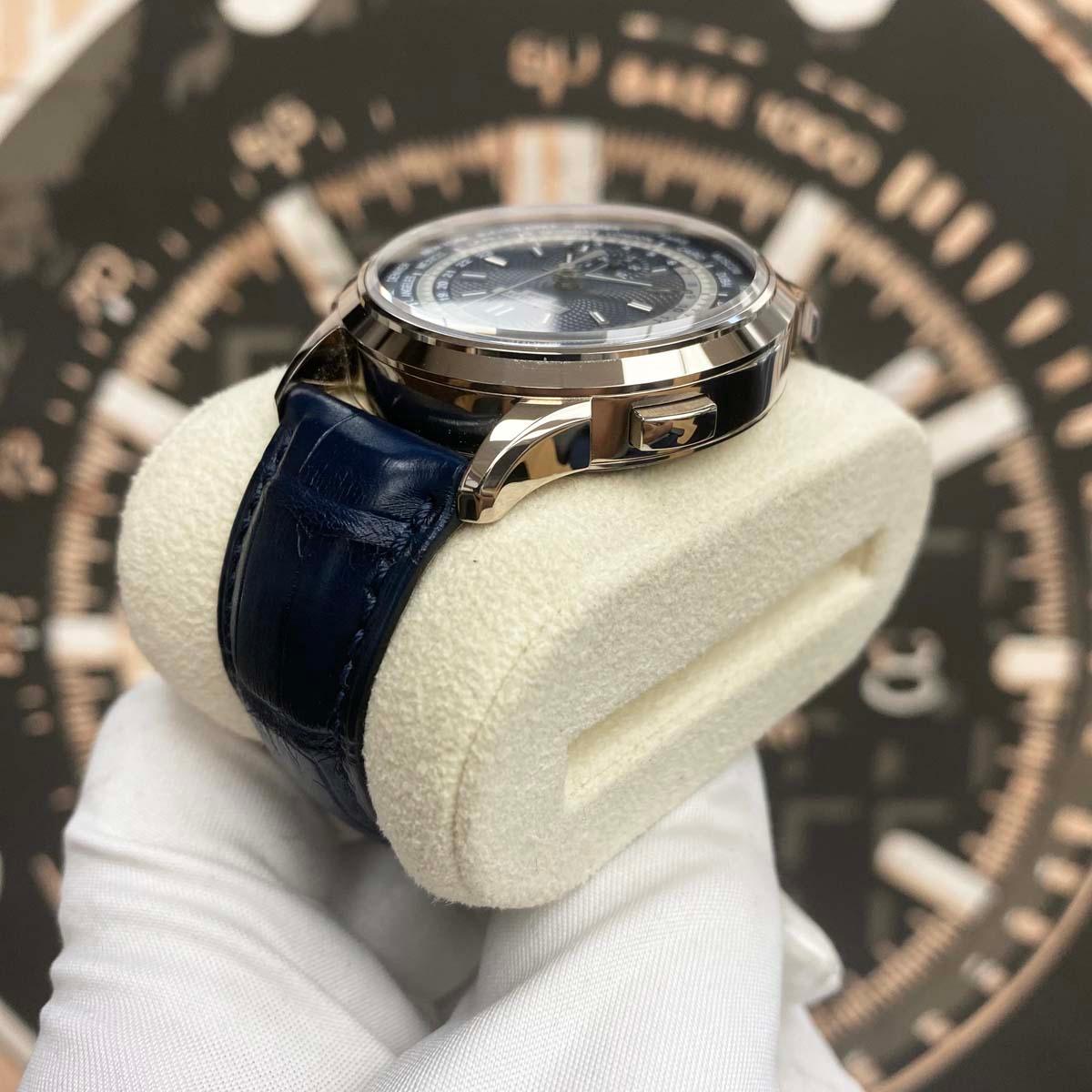 Patek Philippe World Time Chronograph Complication 39mm 5930G Blue Dial Pre-Owned - Gotham Trading 