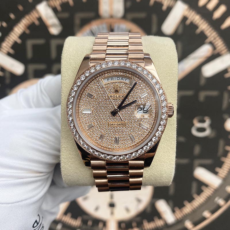 Rolex Day-Date 40 Presidential 228345RBR Diamond Bezel Pave Diamond Dial Pre-Owned