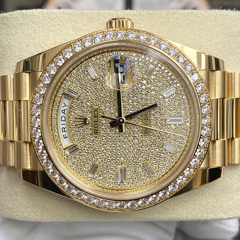 Rolex Day-Date 40 Presidential 228348RBR Diamond Bezel Pave Diamond Dial