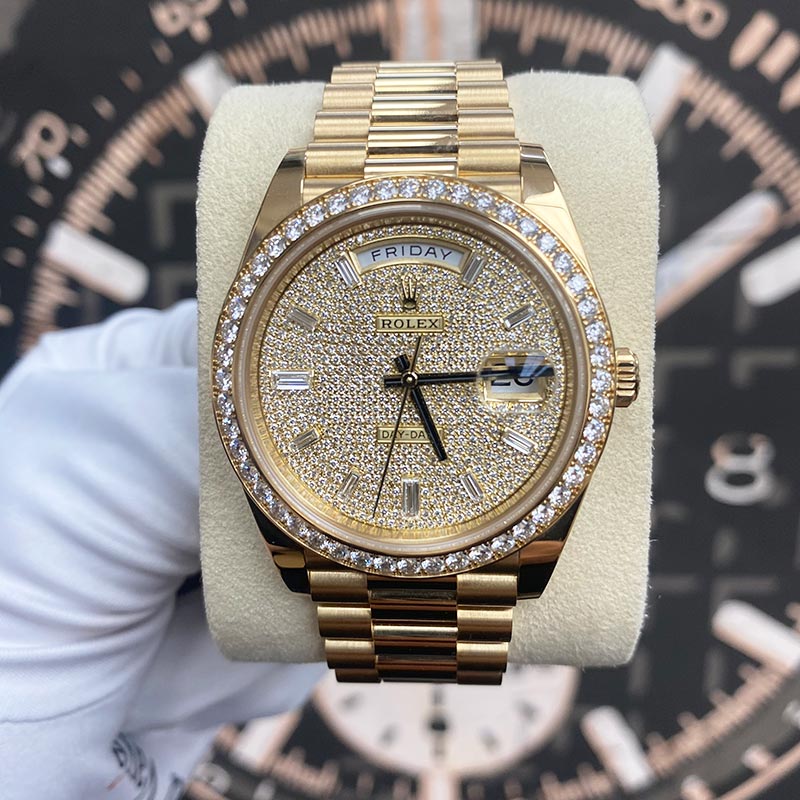 Rolex Day-Date 40 Presidential 228348RBR Diamond Bezel Pave Diamond Dial