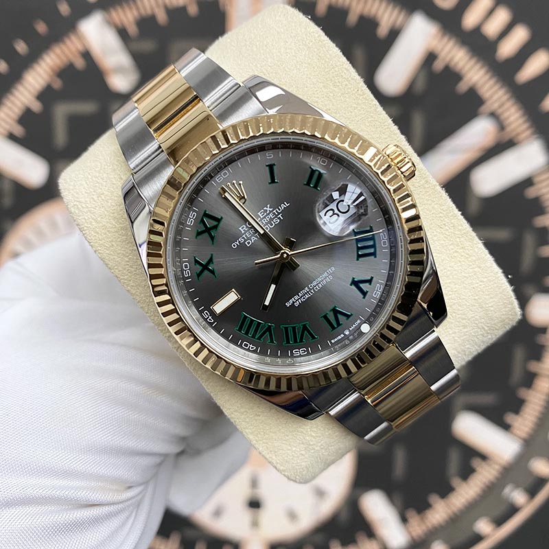 Rolex Datejust 41mm Slate Roman Numeral Dial Fluted Bezel 126333 Pre-Owned