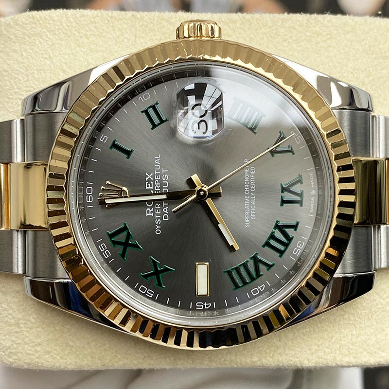 Rolex Datejust 41mm Slate Roman Numeral Dial Fluted Bezel 126333 Pre-Owned