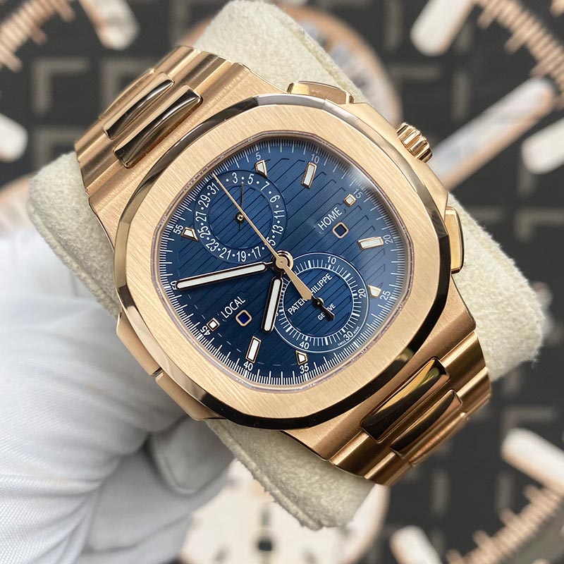 Patek Philippe Nautilus Travel Time Chronograph 40mm 5990-1R-001 Blue Dial