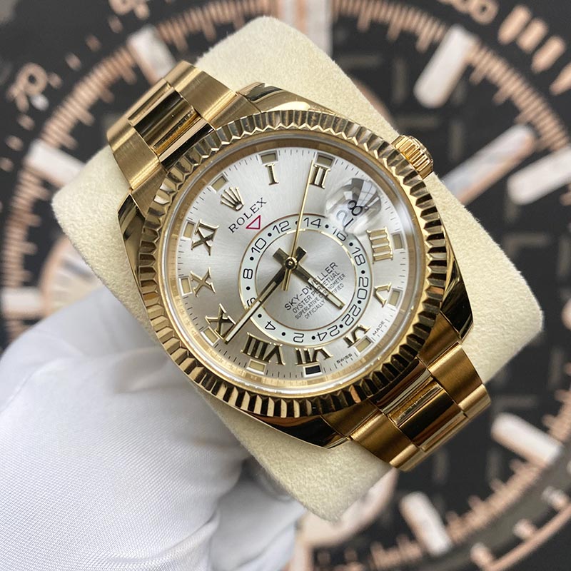 Rolex Sky-Dweller 42mm Yellow Gold 326938 Silver Roman Dial Pre-Owned