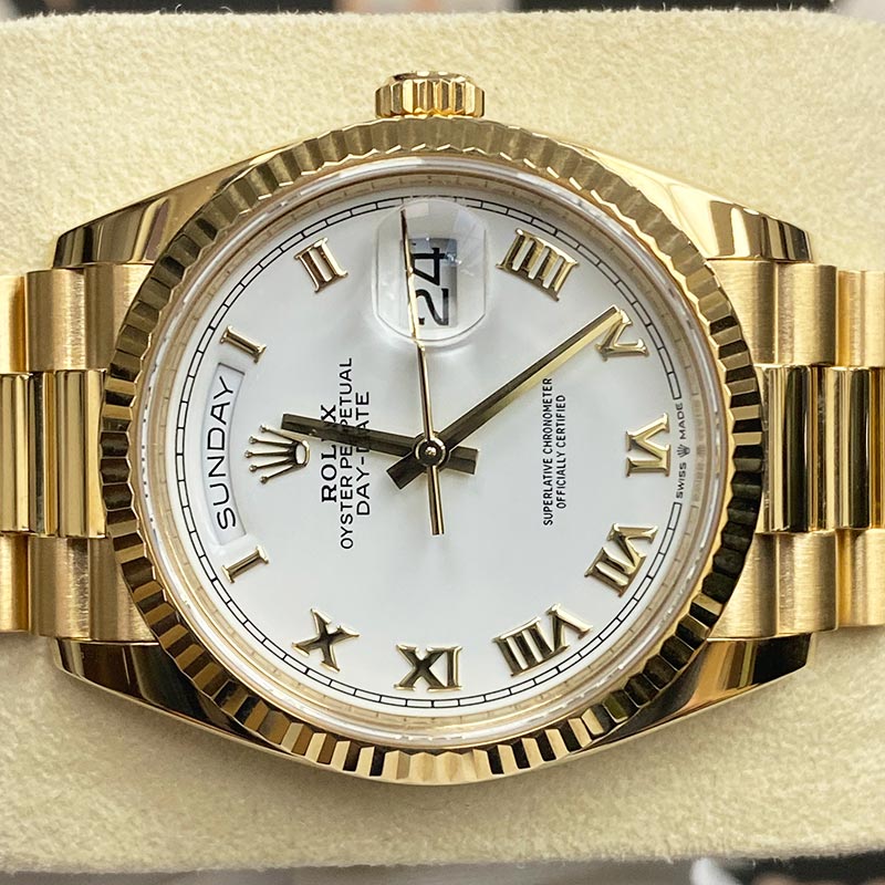 Rolex Day-Date 36mm Presidential 128238 White Roman Dial