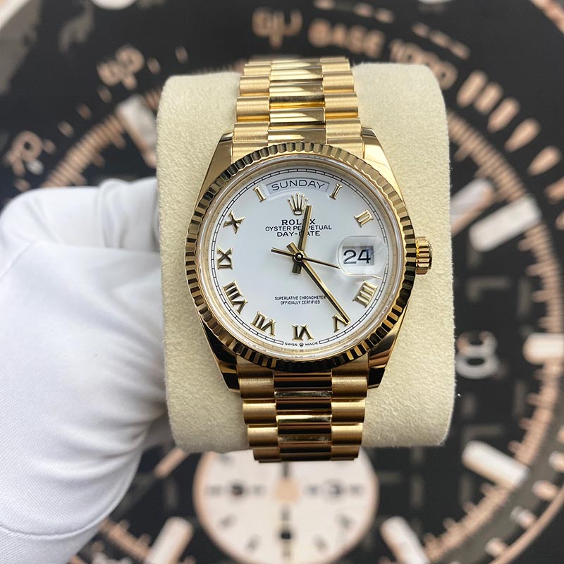 Rolex Day-Date 36mm Presidential 128238 White Roman Dial