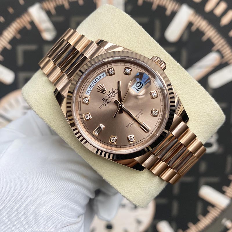 Rolex Day-Date 36mm Presidential 128235 Rose Diamond Dial