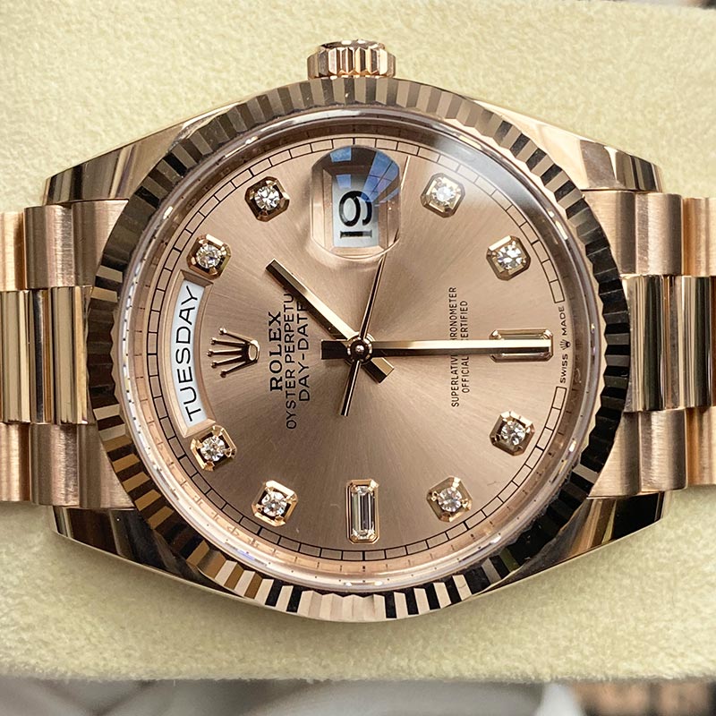 Rolex Day-Date 36mm Presidential 128235 Rose Diamond Dial