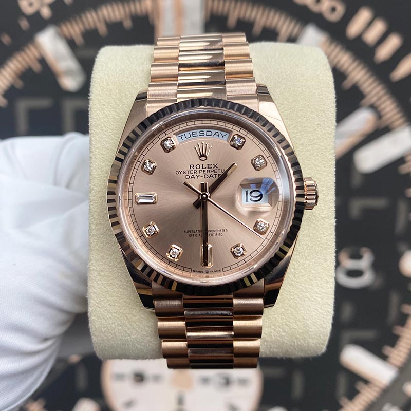 Rolex Day-Date 36mm Presidential 128235 Rose Diamond Dial