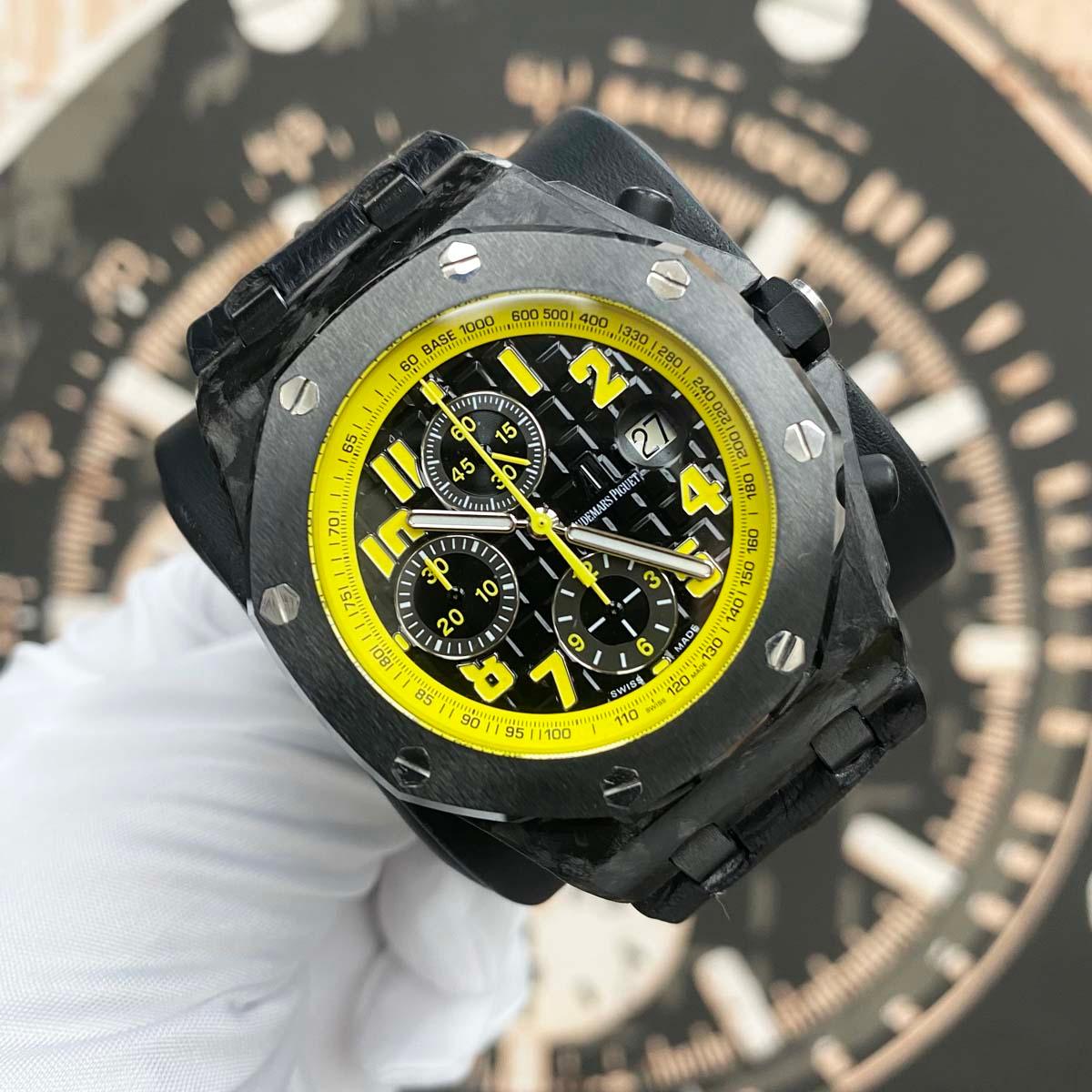Audemars Piguet Royal Oak Offshore Chronograph 42mm 26176FO Black/Yellow Dial Pre-Owned - Gotham Trading 