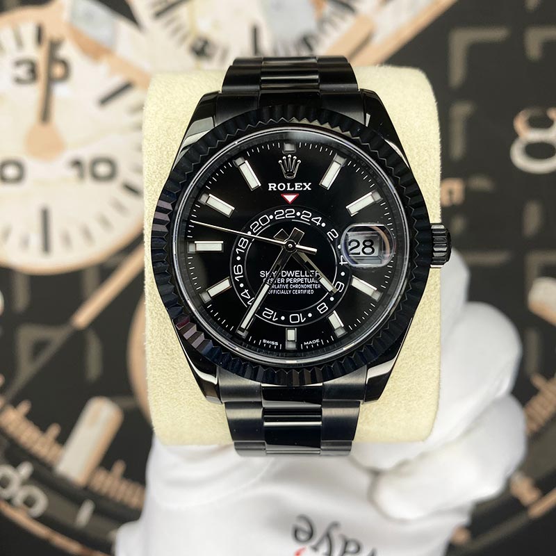 Rolex Sky-Dweller Custom PVD-DLC Coated 42mm Stainless Steel Oyster 326934 Black Dial Pre-Owned