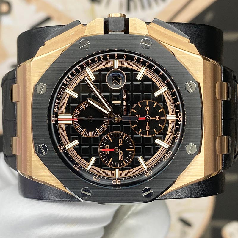 Audemars Piguet Royal Oak Offshore Chronograph 44mm 26401RO Black Dial On Leather Strap Pre-Owned