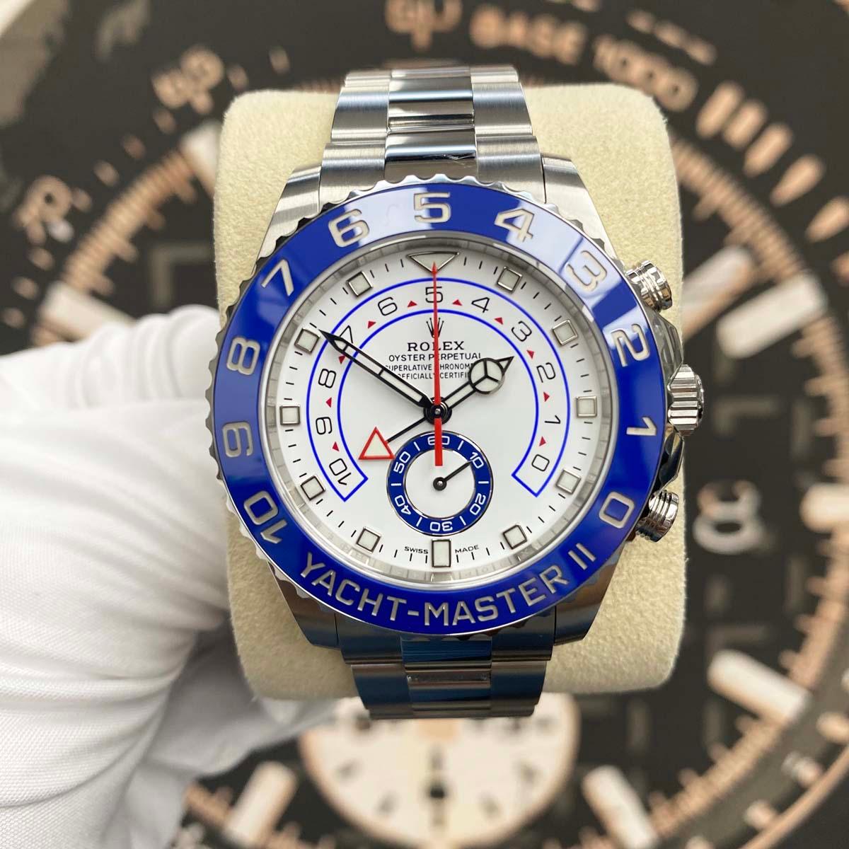 Rolex Yacht-Master II Newer Style Mercedes Hands 44mm 116680 White Dial Pre-Owned - Gotham Trading 