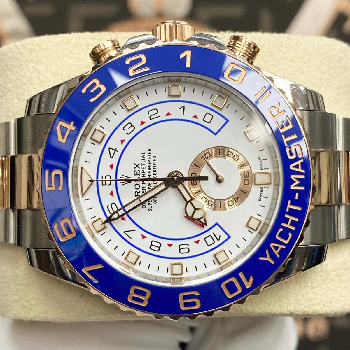 Rolex Yacht-Master II Newer Style Mercedes Hands 44mm 116681 White Dial Pre-Owned - Gotham Trading 