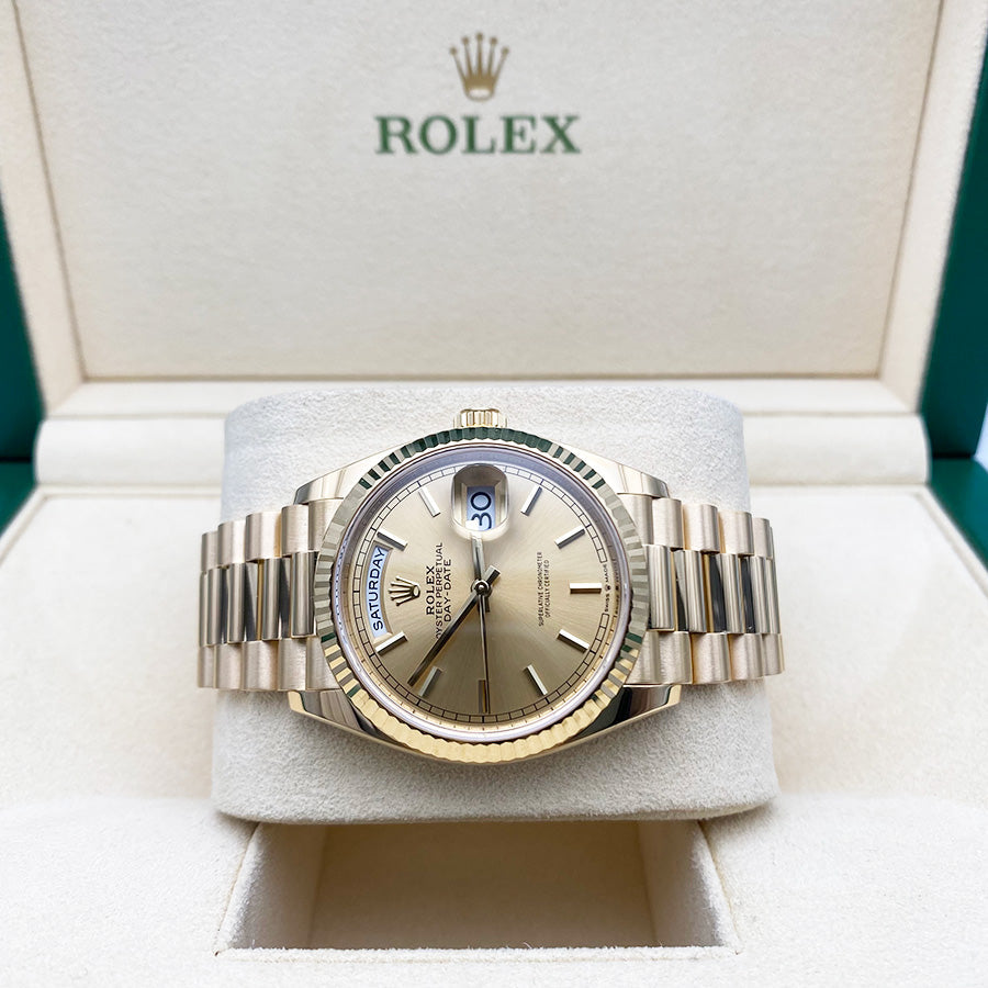 Rolex Day-Date 36mm Presidential 128238 Fluted Bezel Champagne Dial