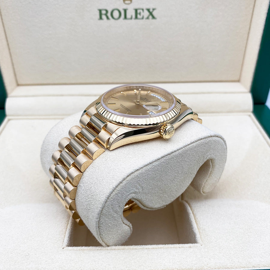 Rolex Day-Date 36mm Presidential 128238 Fluted Bezel Champagne Dial