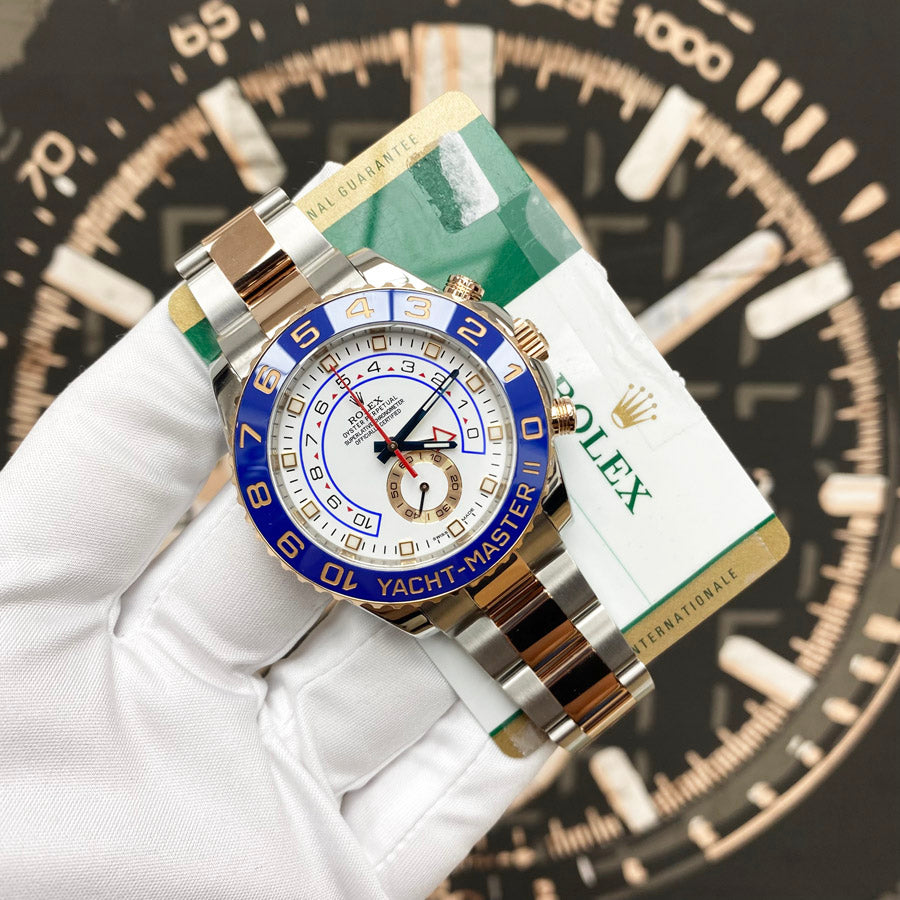 Rolex Yacht-Master II 44mm 116681 Blue Hands White Dial Pre-Owned