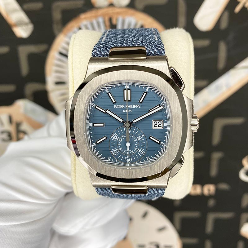 Patek Philippe Nautilus Denim Chronograph 40mm 5980G Blue Dial