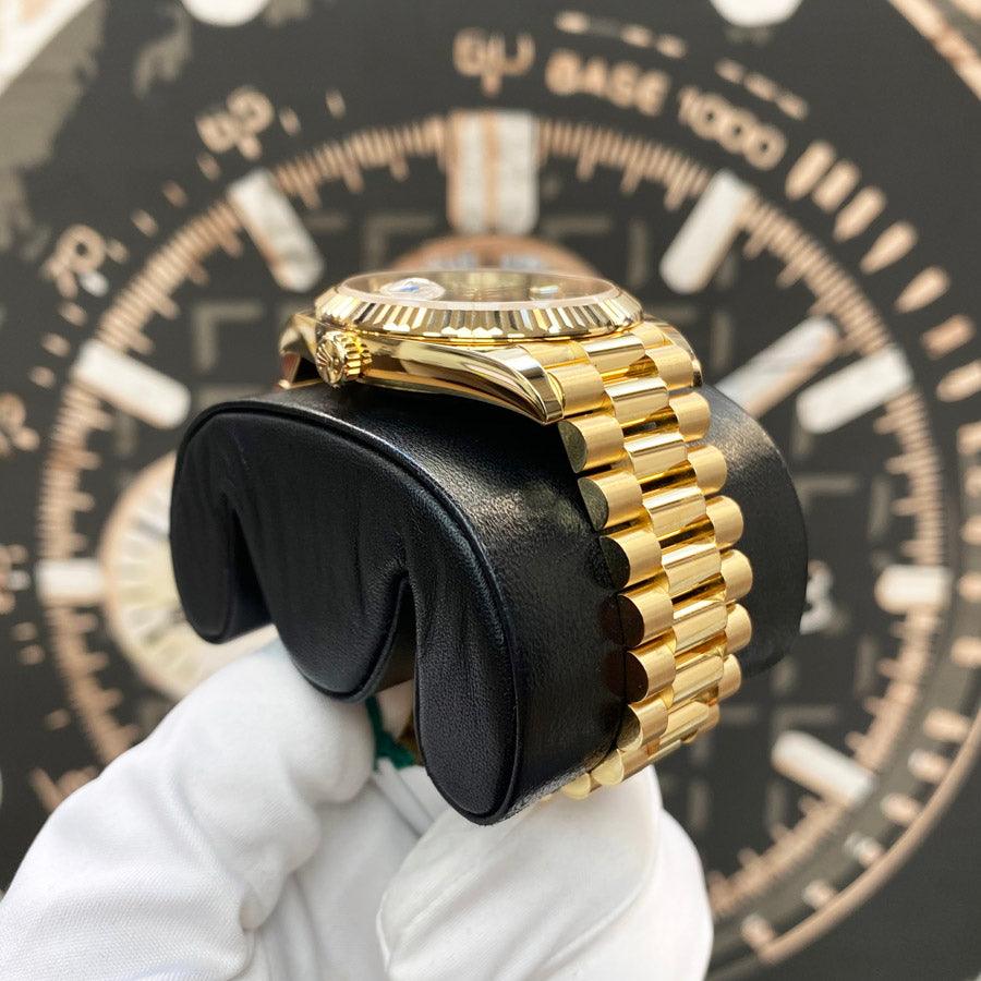 Rolex Day-Date 40 Presidential 228238 Fluted Bezel Onyx Black Diamond Dial - Gotham Trading 