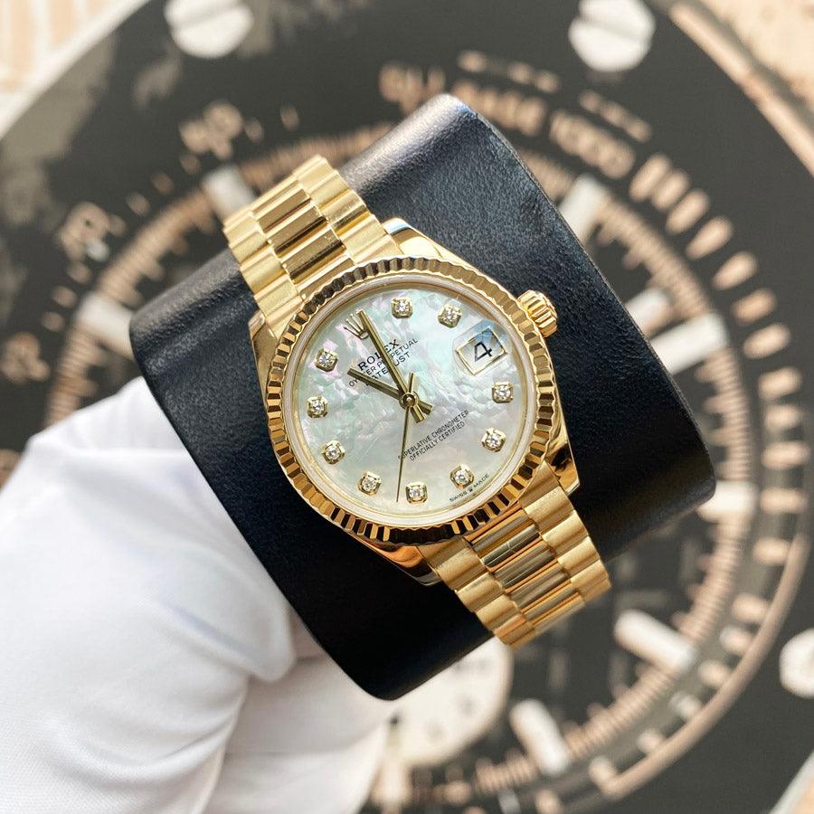 Rolex Lady-Datejust Mother Of Pearl Diamond Dial Fluted Bezel 28mm 279178 Pre-Owned - Gotham Trading 