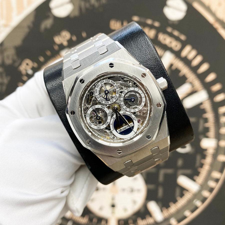 Audemars Piguet Special Edition Royal Oak Perpetual Calendar 25829ST Openworked Dial Pre-Owned - Gotham Trading 