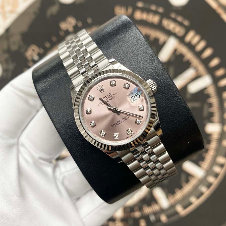 Rolex datejust pink outlet diamond dial