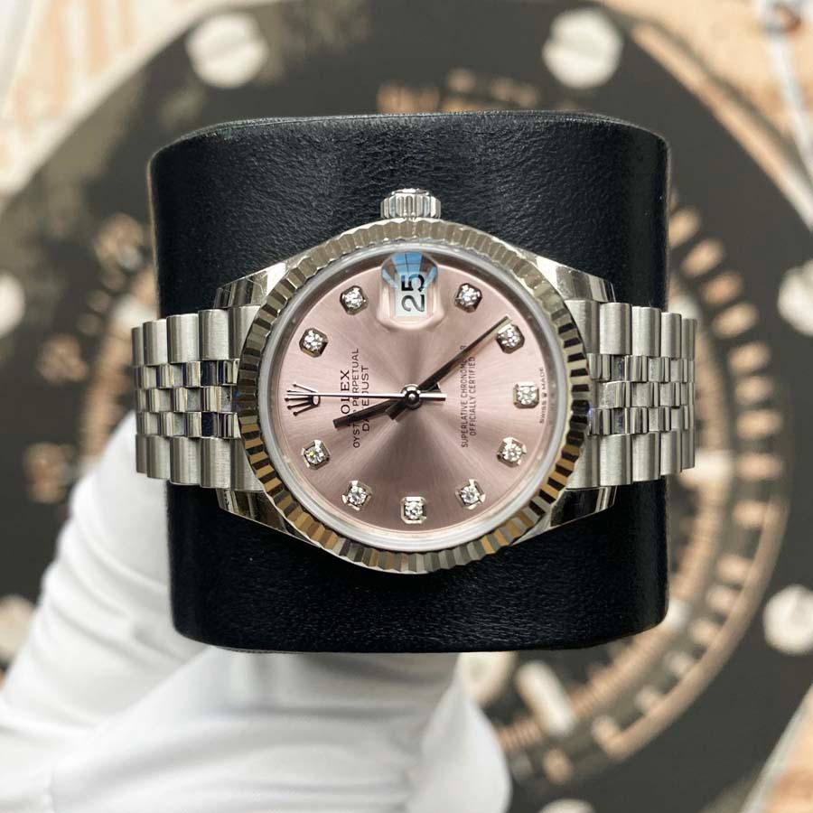Rolex Datejust Pink Diamond Dial Fluted Bezel 31mm 278274 Pre-Owned - Gotham Trading 