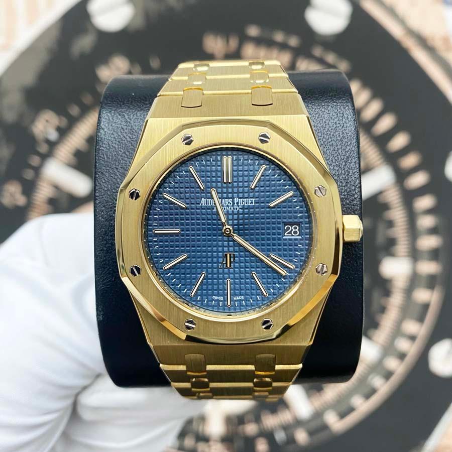 Audemars Piguet Royal Oak "Jumbo" Extra-Thin 39mm 15202BA Blue Dial Pre-Owned - Gotham Trading 