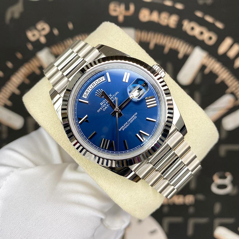 Rolex Day-Date 40 Presidential 228239 Fluted Bezel Blue Dial