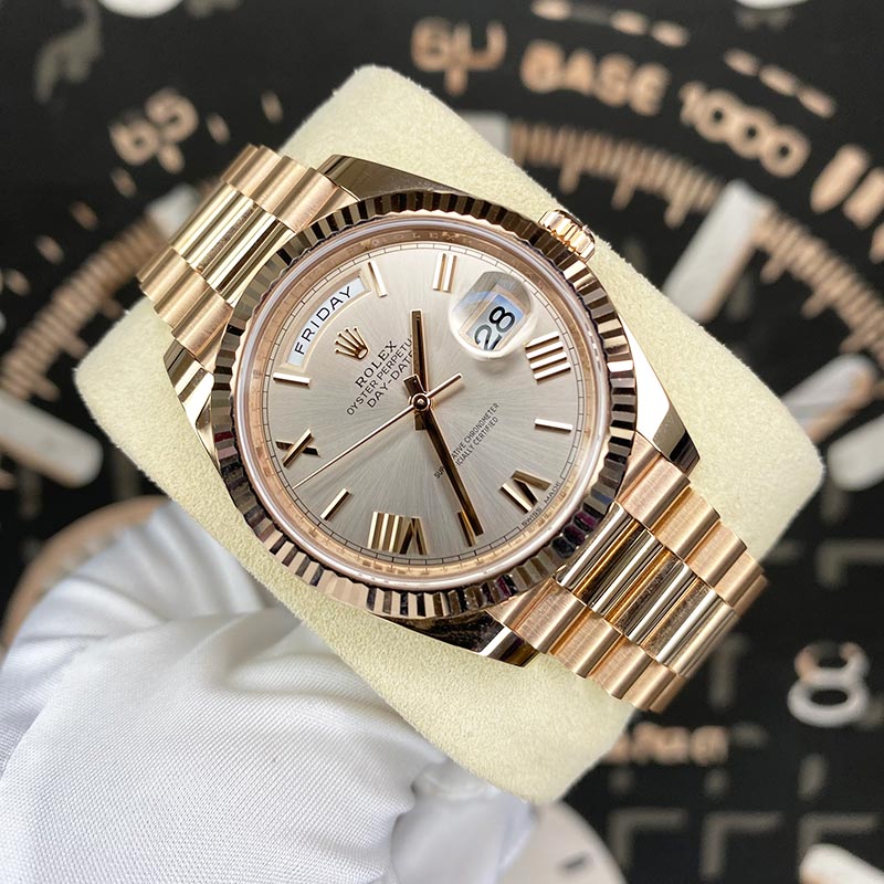 Rolex Day-Date 40 Presidential 228235 Fluted Bezel Sundust Dial