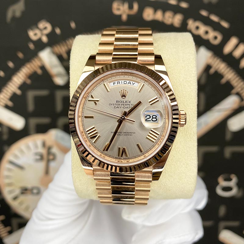 Rolex Day-Date 40 Presidential 228235 Fluted Bezel Sundust Dial