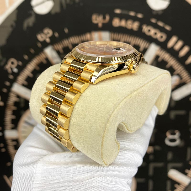 Rolex Day-Date 36mm Presidential 128238 Fluted Bezel Carnelian Diamond Dial