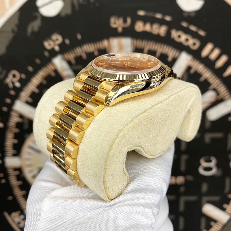 Rolex Day-Date 36mm Presidential 128238 Fluted Bezel Carnelian Diamond Dial