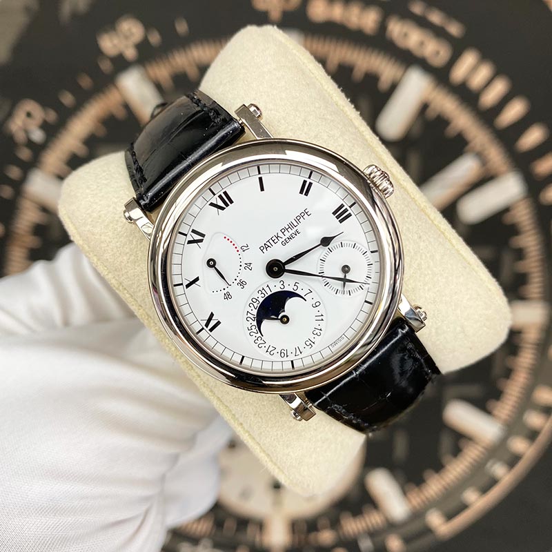 Patek Philippe Complications 36mm Moon Phase 5054G-001 Silver Dial Pre-Owned
