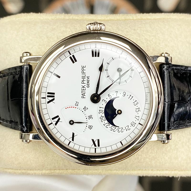 Patek Philippe Complications 36mm Moon Phase 5054G-001 Silver Dial Pre-Owned