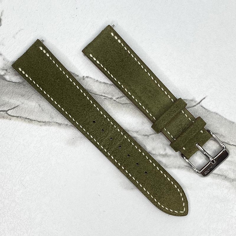 Unbranded Olive Green Calf Skin Strap 19x16 / Built In Spring Bars