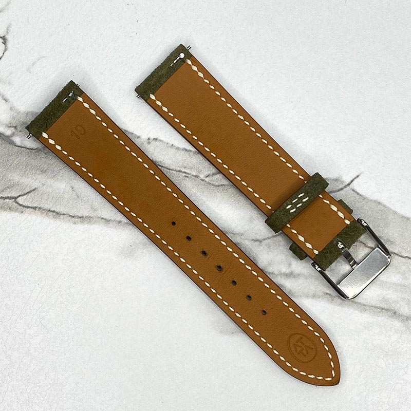 Unbranded Olive Green Calf Skin Strap 19x16 / Built In Spring Bars