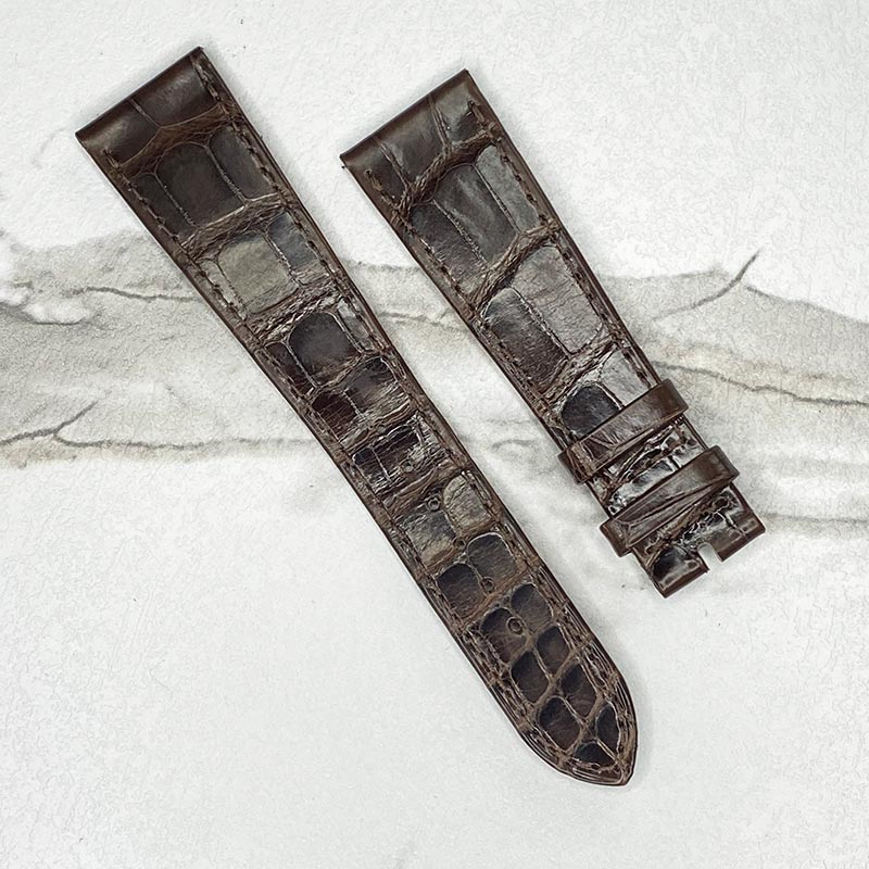 Patek Philippe Flat Glossy Brown Alligator Strap 21x16