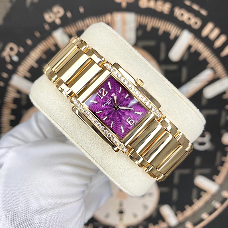 Patek Philippe Twenty~4 Ladies Quartz Rose Gold 4910/1201R-010 Purple Dial Diamond Bezel