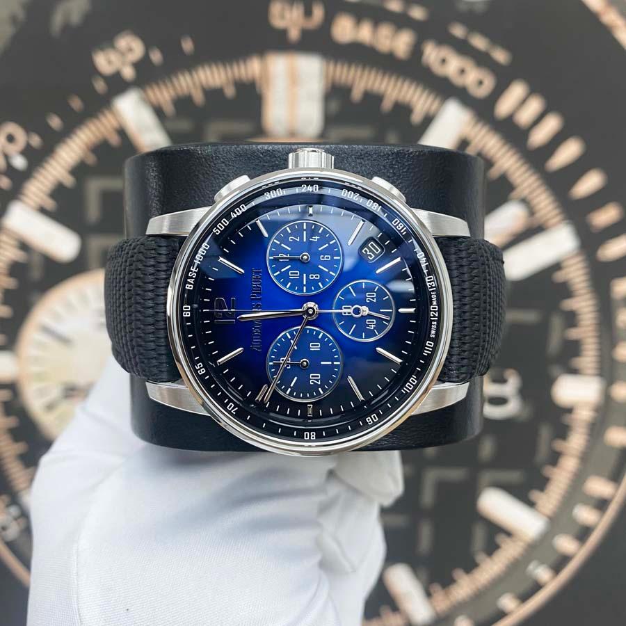 Audemars Piguet Code 11.59 Chronograph 41mm 26393BC Smoked Blue Dial Pre-Owned - Gotham Trading 