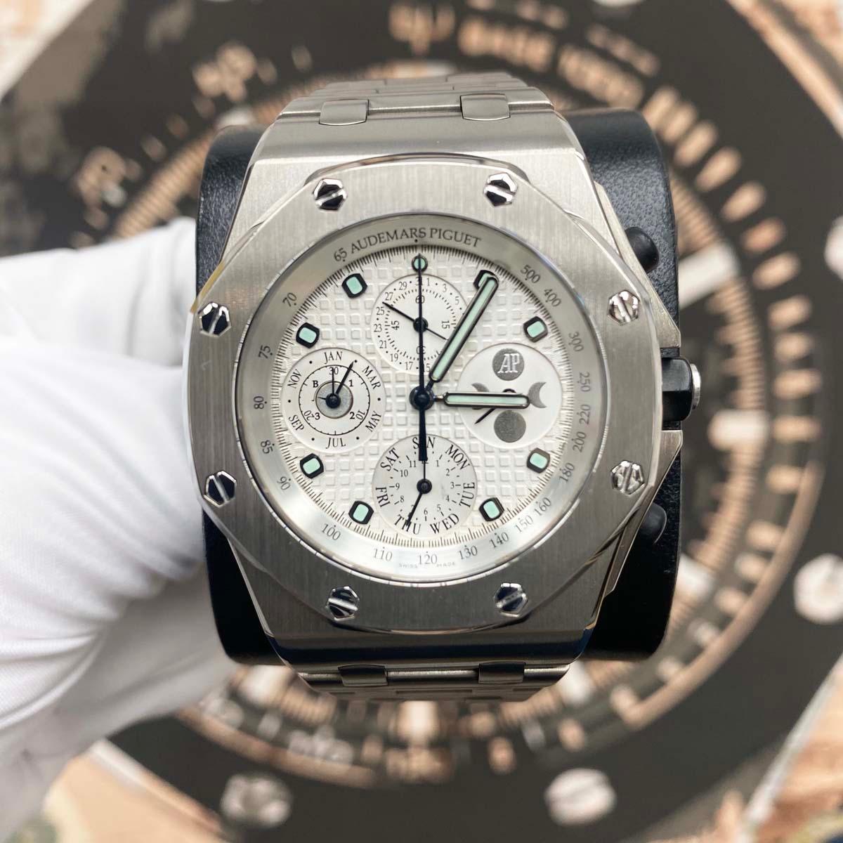 Audemars Piguet Royal Oak Offshore Perpetual Calendar Chronograph 25854TI.OO.1150TI.01 Titanium White Dial Pre-Owned - Gotham Trading 