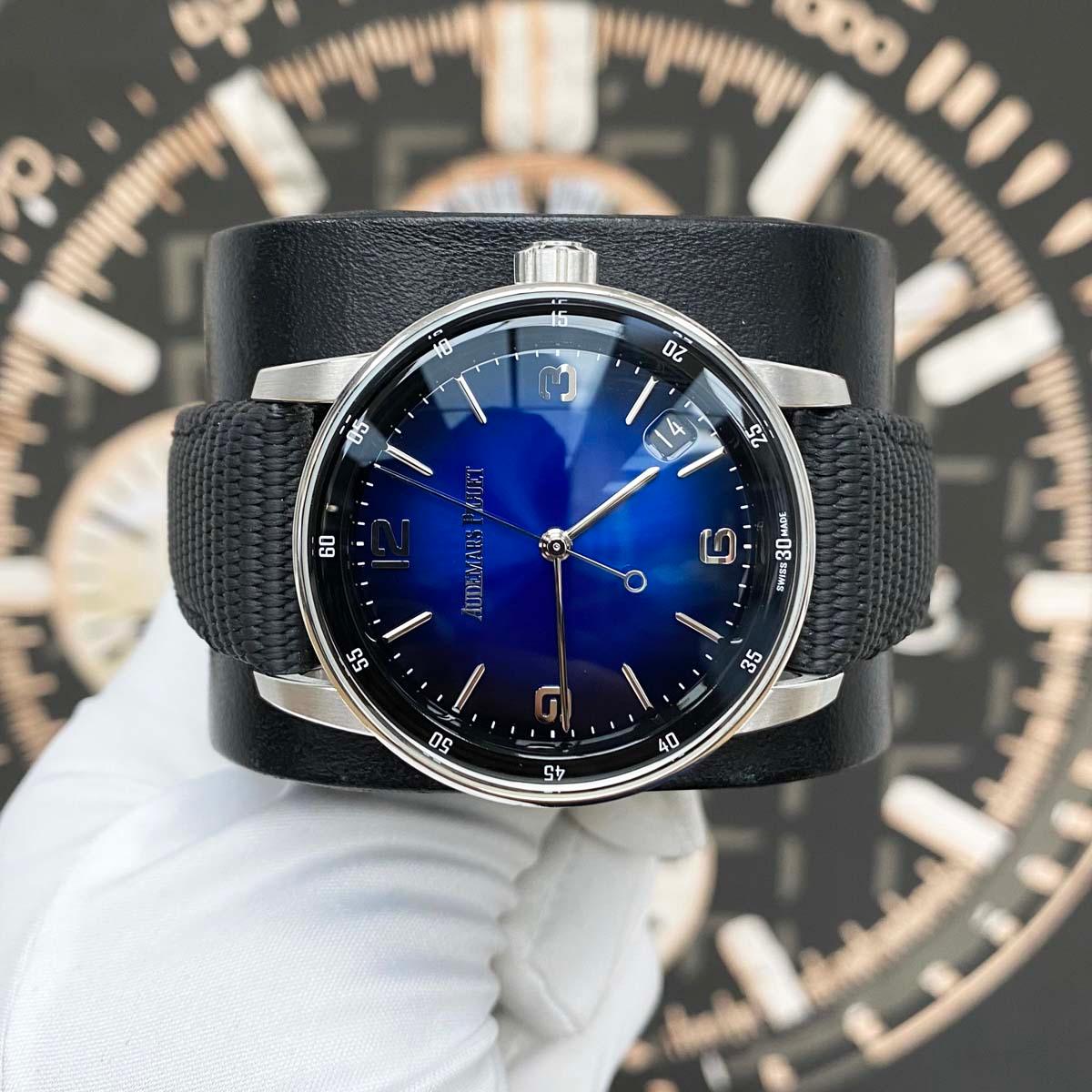 Audemars Piguet Code 11.59 Selfwinding 41mm 15210BC.OO.A002KB.01 Smoked Blue Dial Pre-Owned - Gotham Trading 