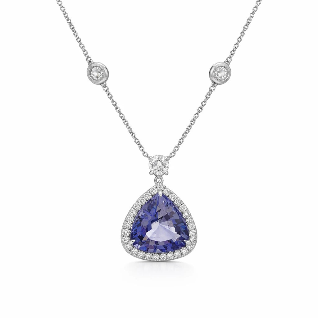 18K W 6.83CT IOLITE 2.12CT NTRL DIA NECKLACE