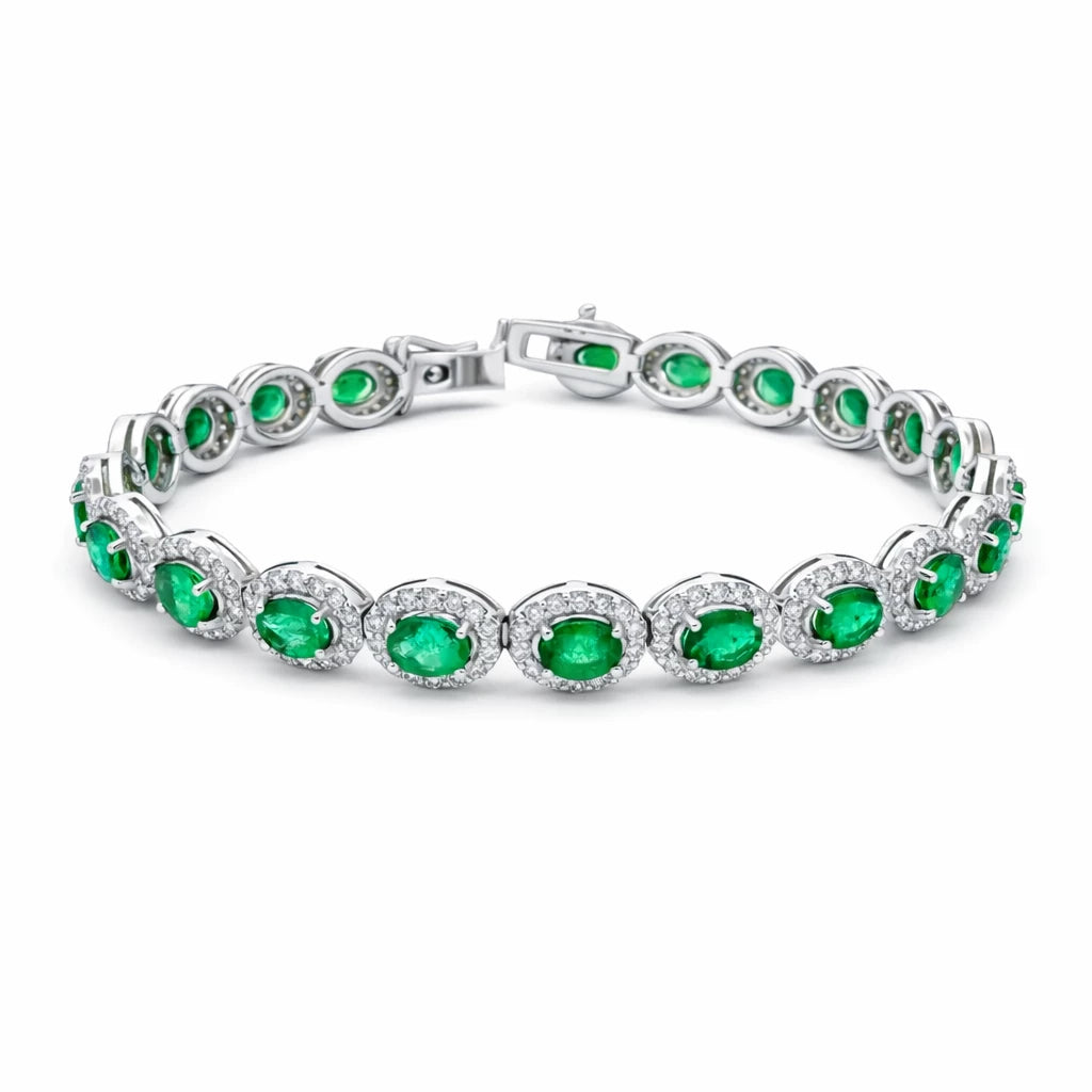 18k White Gold 10cttw Emerald and 2.6cttw Natural Diamond