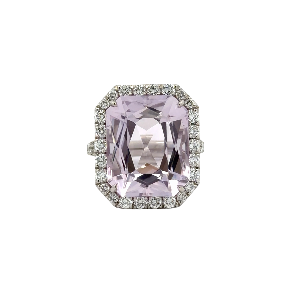 PLAT 13.23CT KUNZITE 1.4CT NTRL DIA RING 12.3G